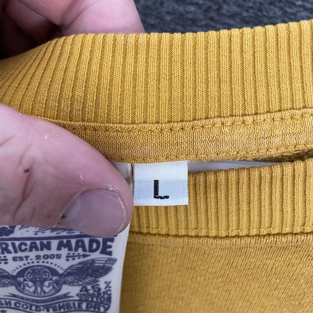 Jungmaven Sweatshirt Mens Large Yellow Bonfire Hemp Cotton Crewneck Made USA - Picture 5 of 8